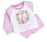 Hoolaroo Personalised Baby Girl Pyjamas My 1st Easter 6-12 Months Rabbit Pink Outfit Clothing Stripe PJs