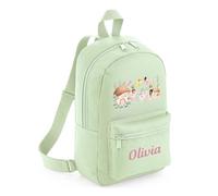 Hoolaroo Personalised Backpack for Girls Fairy Garden Design | Nursery Rucksack for Toddlers | Customised School Bag for Kids with Name | Ideal for Nursery Pre-School and Travel Green