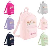 Hoolaroo Personalised Backpack for Girls Fairy Garden Design | Nursery Rucksack for Toddlers | Customised School Bag for Kids with Name | Ideal for Nursery Pre-School and Travel Baby Pink