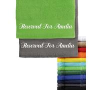 Hoolaroo Personalised Beach Towel For Adults Men & Women - 10 Colours, Printed Reserved For, Summer Holiday Sunbed Chair Bath Sheet 140 x 70 cm (Yellow)