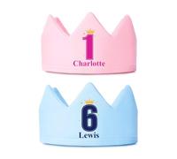 Hoolaroo Personalised Birthday Crown - Age 1-6 First Birthday Party Hat with Name - Toddler Party Crown for Boy or Girl 1st 2nd 3rd Pink