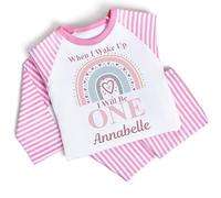 Hoolaroo Personalised Birthday Pyjamas - When I Wake Up I Will Be 1 2 3 4 5 Girl Pink Rainbow 3-4 Years