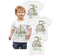 Hoolaroo Personalised Birthday T-Shirt 1st Birthday Outfit for Boys Jungle I Am 2 3 4 5 1 Numbers Top Party 2nd 3rd 4th 5th Gift Name (5-6 Years) White