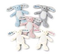 Hoolaroo Personalised Bunny Teddy Bears For Easter Babies Newborn Gift New Baby Present 1st Birthday Gifts For Boys Keepsake Soft Toy (Grey)