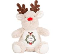 Hoolaroo Personalised Christmas Reindeer Teddy Bear: New Baby, Toddler 2024 Custom Keepsake Stocking Filler Gift For Girlfriend