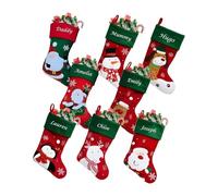 Hoolaroo Personalised Christmas Stockings Custom Red Green Embroidered Christmas Stocking Name Satin Lining - GC1 Santa - Xmas (40cm) Decorations