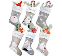 Hoolaroo Personalised Christmas Stockings Custom Silver Grey Embroidered Xmas Stocking With Name - Kids Family Decorations Fox