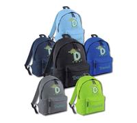 Hoolaroo Personalised Dinosaur Backpack for boys or Girls Large 18L Kids Rucksack School Bag for Nursery and Toddlers Customisable Children's Baby Pack 42x31x21cm (Navy)