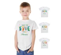 Hoolaroo Personalised Dinosaur Kids T-Shirt - Custom Birthday Shirt for Boys Age 1-6