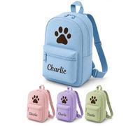 Hoolaroo Personalised Dog Bag Dog Walking Rucksack Doggy Daycare Backpack 35x23cm - Custom Name Pet Travel Organiser for Walks, Daycare, Hikes - Lightweight, Durable & Water-Resistant, Baby Blue