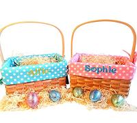 Hoolaroo Personalised Easter Basket - Blue Wooden Rectangular Basket for Kids - Empty Easter Hamper