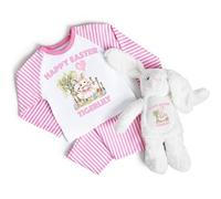 Hoolaroo Personalised Easter Bunny Teddy + Pyjamas Gift Set for Kids - Pink Girls Present Age 6-12 Months