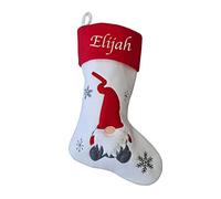 Hoolaroo Personalised Embroidered Christmas Stocking Boot Sock Xmas Deluxe Red Tomte Elf Christmas Traditional 40cm Gonk Gnome