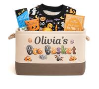 Hoolaroo Personalised Halloween Boo Basket Custom Gift Basket for Goodies For Kids 30cm x 23cm Large