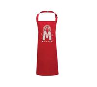 Hoolaroo Personalised Kids Baking Apron for Girls Rainbow Design, Customisable Children's Cooking Apron Age 2-7, Red - Perfect for Little Chefs