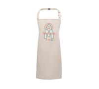Hoolaroo Personalised Kids Baking Apron for Girls Rainbow Design, Customisable Children's Cooking Apron Age 2-7, Natural - Perfect for Little Chefs