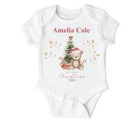 Hoolaroo Personalised My 1st Christmas 2026 Bodysuit First Babygrow Boy Girl Xmas Teddy 0-3 Months