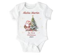 Hoolaroo Personalised My First Christmas 2025 Bodysuit 1st Babygrow Boy Girl Xmas Santa 6-9 Months