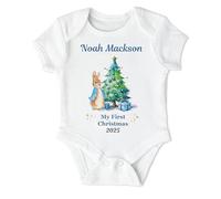 Hoolaroo Personalised My First Christmas Bodysuit Vest 1st Babygrow Boy Blue Xmas Bunny Newborn