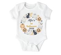 Hoolaroo Personalised My First Halloween Babygrow 1st Bodysuit Ghost Circle 3-6 Months