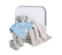 Hoolaroo Personalised New Born Baby Gift Set Blue Elephant Comforter Blanket Special Boy Gifts Newborn Hamper Unique Presents for Babies Christening Shower