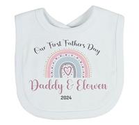 Hoolaroo Personalised Newborn Baby Bib Present - New Baby Designs Letter Rainbow Jungle Deer