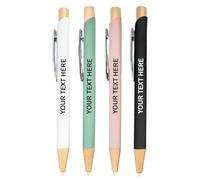 Hoolaroo Personalised Pens - Custom Text Printed Push-Button Biros Black Ink - Packs of 10, 25, 50, 100 - Promotional, Business, Events, Gifts White 10