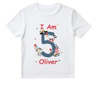 Hoolaroo Personalised Pirate Birthday T Shirt for Boys Party Outfit Age 2-3 White