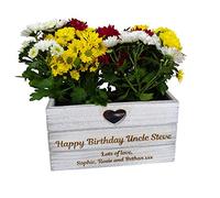 Hoolaroo Personalised Planter Wooden Plant Pot Birthday Flower Gift Engraved for Nanny Mum Gran Nan Nana Special Gardening Present 60th 70th 22cm