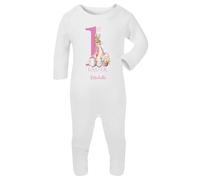 Hoolaroo Personalised Sleepsuit Baby Girl My 1st First Easter Rabbit Rompersuit Printed Gift Present for Newborn New Baby Outfit Clothing - 6-12 Months Pink