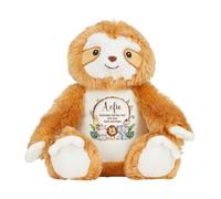 Hoolaroo Personalised Soft Toy Teddy Bear Jungle Design Baby Gift for Boy or Girl Newborn 1st Birthday Present 2nd 3rd 1 year old (Jungle Sloth, Small)