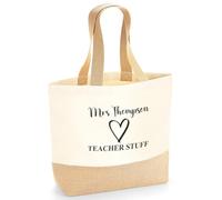 Hoolaroo Personalised Teacher Bag - Thoughtful Teacher Gift with Pupil Heart Design - End of Term Tutor Leaving Present - Custom Thank You Gift for Teachers and Assistants