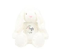 Hoolaroo Personalised Teddy Bear Bunny Cream Flower Design Any Text Name Gift Present For Girls Baby Wedding Birthday 23cm