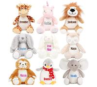 Hoolaroo Personalised Teddy Bear Bunny Unicorn Teddies, Ideal Easter Christmas Plush For Newborn New Baby Boy Girl Present Soft Cuddly Toy (Elephant)
