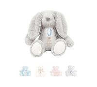 Hoolaroo Personalised Teddy Bear for Girl New Boy Baby Gift Newborn Baby Present 1st Birthday Gift 2nd 3rd 4th 5th Teddies Christening Baptism First Keepsake Rainbow (Grey bunny