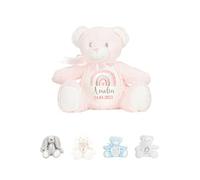Hoolaroo Personalised Teddy Bear for Girl New Boy Baby Gift Newborn Baby Present 1st Birthday Gift 2nd 3rd 4th 5th Teddies Christening Baptism First Keepsake Rainbow (Pink Teddy