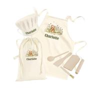 Hoolaroo Personalised Toddler Apron Baking Set for Kids Chef Hat Utensils and Cooking Set Gift for Kids who Love to Master the Art of Baking