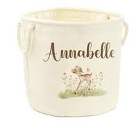 Hoolaroo Personalised Toy Box Toy Storage Basket For girls Boys Baby Deer Toy Boxes With Name Kids Baby Gifts Tidy Room Small