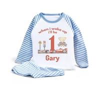 Hoolaroo Personalised When I Wake Up I Will Be 1 Racing Car Pyjamas 2 3 4 5 Boys Birthday PJs - Custom Kids Birthday Pyjamas Light Blue Age 3-4 Years
