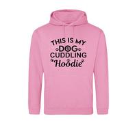 Hoolaroo This is My Dog Cuddling Hoodie - Sweatshirt for Dog Lovers,Walkers Gift Sweater For Men Women (Baby Pink, M)
