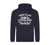 Hoolaroo This Is My Dog Cuddling Hoodie - Sweatshirt for Lovers, Walkers Gift Sweater for Men Women (Navy Blue, XL)