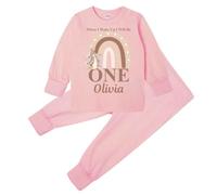 Hoolaroo When I Wake Up I Will Be 1 2 Baby Pink Birthday Pyjamas for Girls Age One Two - Natural Cotton Soft Personalised Sleepwear for Toddler Girls First Second Birthday Party Outfit 18-24 Months