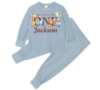 Hoolaroo When I Wake Up I Will Be One Or Two Boys Baby Blue Jungle Birthday Pyjamas Made From Natural Cotton - Age 1 or 2 Birthday Outfit 18-24 Months