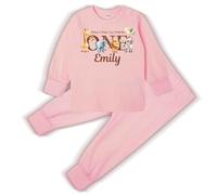 Hoolaroo When I Wake Up I Will Be One Two Baby Pink Jungle Birthday Pyjamas For Girls Age 1 or 2 - Natural Cotton Birthday Sleepwear for Toddlers - Soft and Comfortable Kids Nightwear 18-24 Months