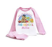 Hoolaroo When I Wake Up I Will Be Starting School Nursery Pyjamas for Boys and Girls - Soft Cotton Long Sleeve Kids Sleepwear for New School Starters Pink Age 5-6 Years