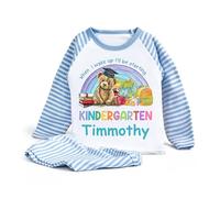 Hoolaroo When I Wake Up I Will Be Starting School Nursery Pyjamas for Boys and Girls - Soft Cotton Long Sleeve Kids Sleepwear for New School Starters Light Blue Age 3-4 Years