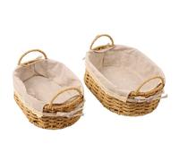 Hooleey 2pcs Hand Woven Storage Basket Innovative Rustic Decorative Large Capacity Woven Baskets for Toys Keys Art Crafts