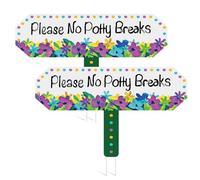 Hoolerry 1 PC No Potty Breaks Sign 11.5 x 9 Inch Please No Potty Breaks Sign Please Curb Your Dog Stake for Yard Pick up After Your Pet Signage Prohibit Puppy Urine Signage Curb Pet Poop Signs