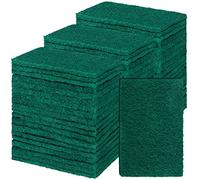 Hoolerry 100 Pcs Heavy Duty Scouring Pads Non Scratch Household Scrub Pads for Cleaning Reusable Pan Scrubber Anti Grease Scrubbing Pads for Dish Kitchen Metal Grills, 4.3 x 3 x 0.3 in (Green)
