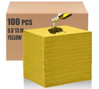 Hoolerry 100 Pcs Oil Absorbent Pads Weight Dimpled Pad Garage Accessories Water Absorbent Mat Oil Spill Mat for Absorbing Protecting Home Garage Basement (9.8 x 13 Inch,Yellow)
